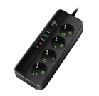 PRODUZNI KABAL 4 MESTA 4XUSB  SA PREKIDACEM 2M  3X1,5MM2  CRNI  NV492U-2/BK